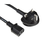 RS PRO IEC C13 Socket to Type G UK Plug Power Cord, 5m