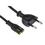 RS PRO IEC C7 Socket to Type C Europlug Plug Power Cord, 0.5m