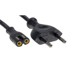 RS PRO IEC C7 Socket to Type C Europlug Plug Power Cord, 1.8m