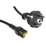 RS PRO IEC C5 Socket to CEE 7/7 Plug Power Cord, 1.8m