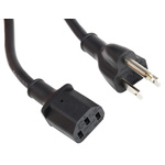 RS PRO IEC C13 Socket to Type B US Plug Plug Power Cord, 1m