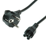 Roline Straight CEE 7/7 Plug to Straight IEC C5 Socket Power Cable, 1.8m