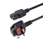 StarTech.com Right Angle Type G UK Plug to Straight IEC C13 Socket Power Cable, 1m