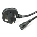 StarTech.com Right Angle Type G UK Plug to Straight IEC C7 Socket Power Cord, 1m