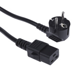 RS PRO IEC C19 Socket to CEE 7/7 Plug Power Cord, 2m