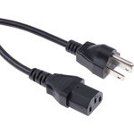 RS PRO IEC C13 Socket to Type B US Plug Plug Power Cord, 2.5m