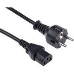 RS PRO Straight IEC C13 Socket to Straight CEE 7/7 Plug Power Cable Assembly, 2.5m