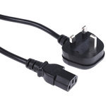 RS PRO IEC C13 Socket to Type G UK Plug Power Cord, 2.5m