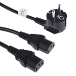 RS PRO IEC C13 x 2 Socket to CEE 7/7 Plug Power Cord, 2.5m