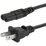 Schurter IEC C7 Socket to Type A US Plug Plug Power Cord, 2m