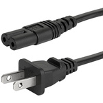 Schurter IEC C7 Socket to Type A US Plug Plug Power Cord, 4m