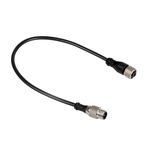 RS PRO Straight Female 3 way M12 to Straight Male 3 way M12 Sensor Actuator Cable, 2m