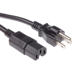 RS PRO IEC C15 Socket to Type B Japanese Plug Power Cord, 2m