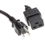 RS PRO IEC C19 Socket to Type B Japanese Plug Power Cord, 2m