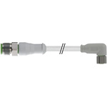 RS PRO Right Angle Female 3 way M8 to Straight Male 3 way M12 Sensor Actuator Cable, 2m