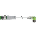 RS PRO Right Angle Female 3 way M8 to Straight Male 3 way M12 Sensor Actuator Cable, 2m
