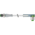 RS PRO Right Angle Female 4 way M12 to Straight Male 4 way M12 Sensor Actuator Cable, 2m