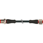 RS PRO Straight Female 3 way M12 to Straight Male 3 way M12 Sensor Actuator Cable, 2m