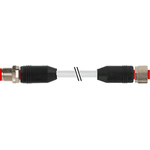 RS PRO Straight Female 8 way M12 to Straight Male 8 way M12 Sensor Actuator Cable, 2m