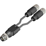 RS PRO Male 5 way M12 to Female 3 way M12 Sensor Actuator Cable, 1m