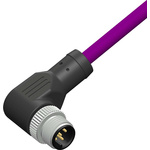 RS PRO Right Angle Male 5 way M12 to Right Angle Male Unterminated Sensor Actuator Cable, 2m