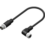 RS PRO Right Angle Female 8 way M12 to Straight Male 8 way M12 Sensor Actuator Cable, 5m