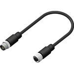RS PRO Straight Female 8 way M12 to Straight Male 8 way M12 Sensor Actuator Cable, 2m