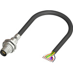 RS PRO Straight Male 8 way M12 to Unterminated Sensor Actuator Cable, 2m