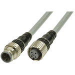 Omron Straight Female 4 way M12 to Straight Male 4 way M12 Sensor Actuator Cable, 3m