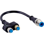Sick Straight Female 4 way M8 x 2 to Straight Male 4 way M12 Sensor Actuator Cable, 100mm