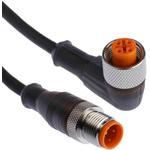 Lumberg Automation Right Angle Female 4 way M12 to Straight Male 4 way M12 Sensor Actuator Cable, 5m