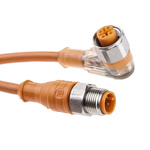 Lumberg Automation Right Angle Female 4 way M12 to Straight Male 4 way M12 Sensor Actuator Cable, 5m