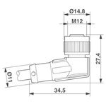 Phoenix Contact Right Angle Female 4 way M12 to Unterminated Sensor Actuator Cable, 3m