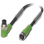 Phoenix Contact Straight Female 3 way M8 to Right Angle Male 3 way M8 Sensor Actuator Cable, 300mm