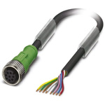 Phoenix Contact Straight Female 8 way M12 to Unterminated Sensor Actuator Cable, 1.5m