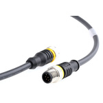 Turck Straight Female 8 way M12 to Straight Male 8 way M12 Sensor Actuator Cable, 2m