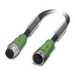 Phoenix Contact Straight Male 8 way M12 to Straight Female 8 way M12 Sensor Actuator Cable, 3m