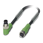 Phoenix Contact Right Angle Male 4 way M8 to Straight Female 4 way M8 Sensor Actuator Cable, 300mm
