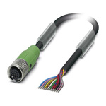 Phoenix Contact Straight Female 12 way M12 to Straight 12 way Unterminated Sensor Actuator Cable, 5m