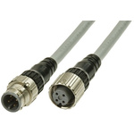 Omron Straight Female 4 way M12 to Straight Male 4 way M12 Sensor Actuator Cable, 1m