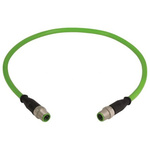 HARTING Straight Male 4 way M12 to Straight Male 4 way M12 Sensor Actuator Cable, 3m