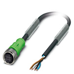 Phoenix Contact Straight Female 4 way M12 to Unterminated Sensor Actuator Cable, 3m