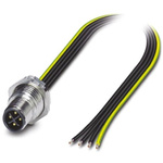 Phoenix Contact Straight Male 4 way M12 to Unterminated Sensor Actuator Cable, 5m