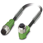 Phoenix Contact Right Angle Female 4 way M12 to Straight Male 4 way M12 Sensor Actuator Cable, 3m