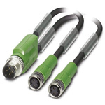 Phoenix Contact Straight Female 3 way M8 x 2 to Straight Male 3 way M12 Sensor Actuator Cable, 600mm