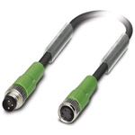 Phoenix Contact Straight Female 3 way M8 to Straight Male 3 way M8 Sensor Actuator Cable, 3m