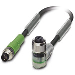 Phoenix Contact Right Angle Female 3 way M12 to Straight Male 3 way M8 Sensor Actuator Cable, 1.5m