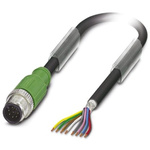 Phoenix Contact Straight Male 8 way M12 to Unterminated Sensor Actuator Cable, 3m