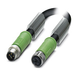 Phoenix Contact Straight Female 4 way M12 to Straight Male 4 way M12 Sensor Actuator Cable, 10m
