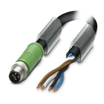 Phoenix Contact Straight Male 4 way M12 to Unterminated Sensor Actuator Cable, 10m